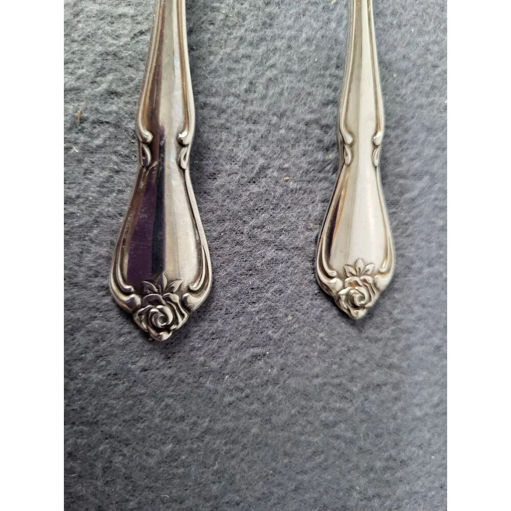 ONEIDA USA ARBOR ROSE-TRUE ROSE Stainless Steel Teaspoons Set of 2 - Picture 4 of 7